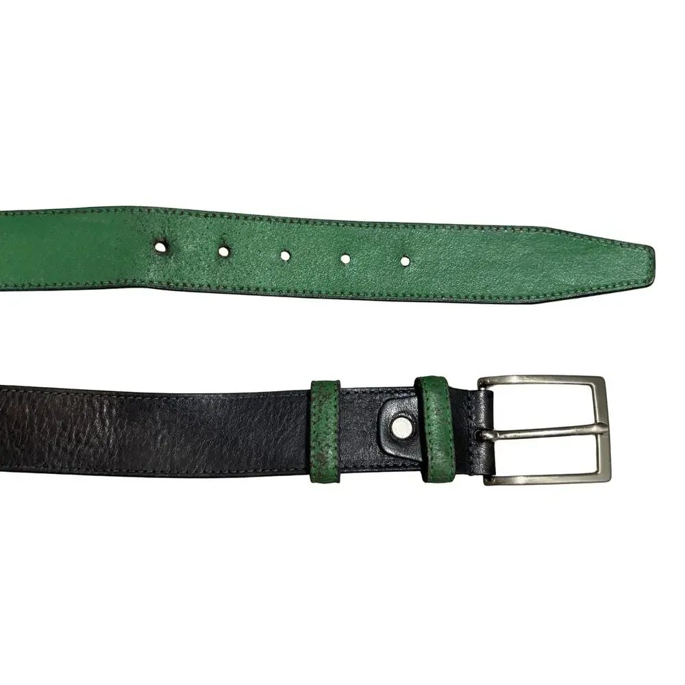 Piero Gabrieli Italy Black Green Leather Dress Belt Men’s Size 42